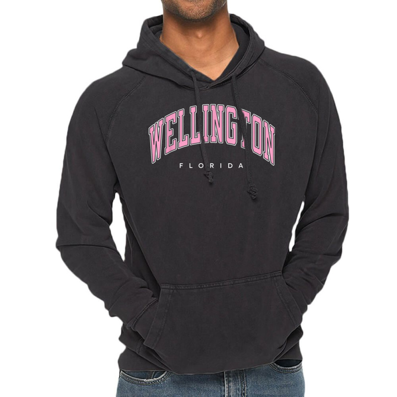 Wellington Florida Fl Varsity Style Pink Text Vintage Hoodie | Artistshot