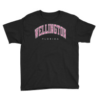 Wellington Florida Fl Varsity Style Pink Text Youth Tee | Artistshot