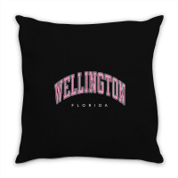 Wellington Florida Fl Varsity Style Pink Text Throw Pillow | Artistshot