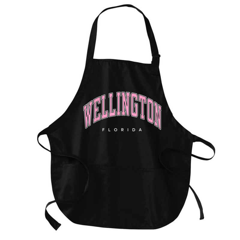 Wellington Florida Fl Varsity Style Pink Text Medium-length Apron | Artistshot