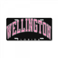 Wellington Florida Fl Varsity Style Pink Text License Plate | Artistshot