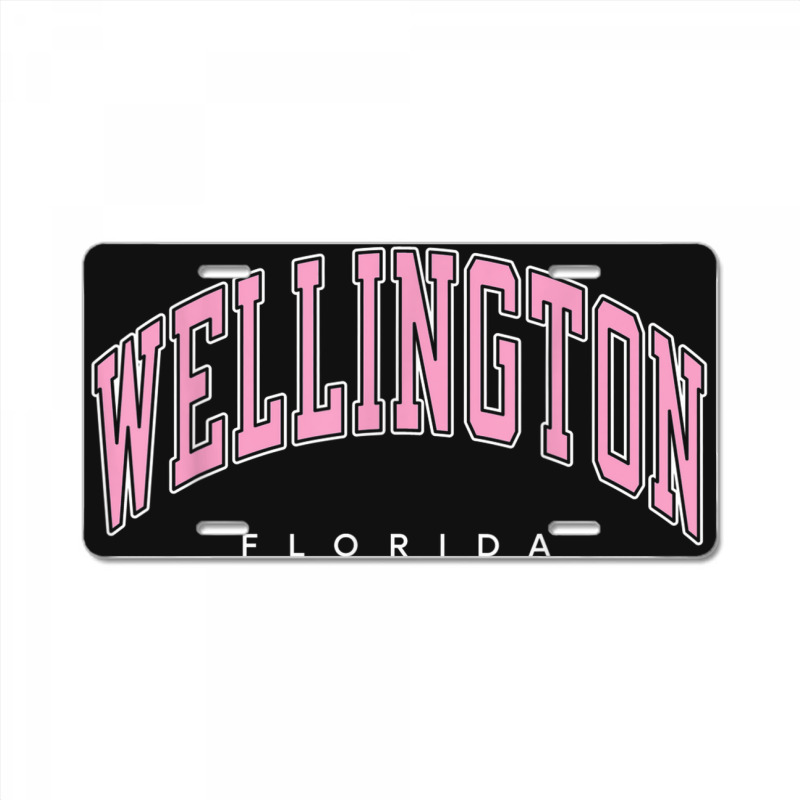 Wellington Florida Fl Varsity Style Pink Text License Plate | Artistshot