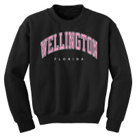 Wellington Florida Fl Varsity Style Pink Text Youth Sweatshirt | Artistshot