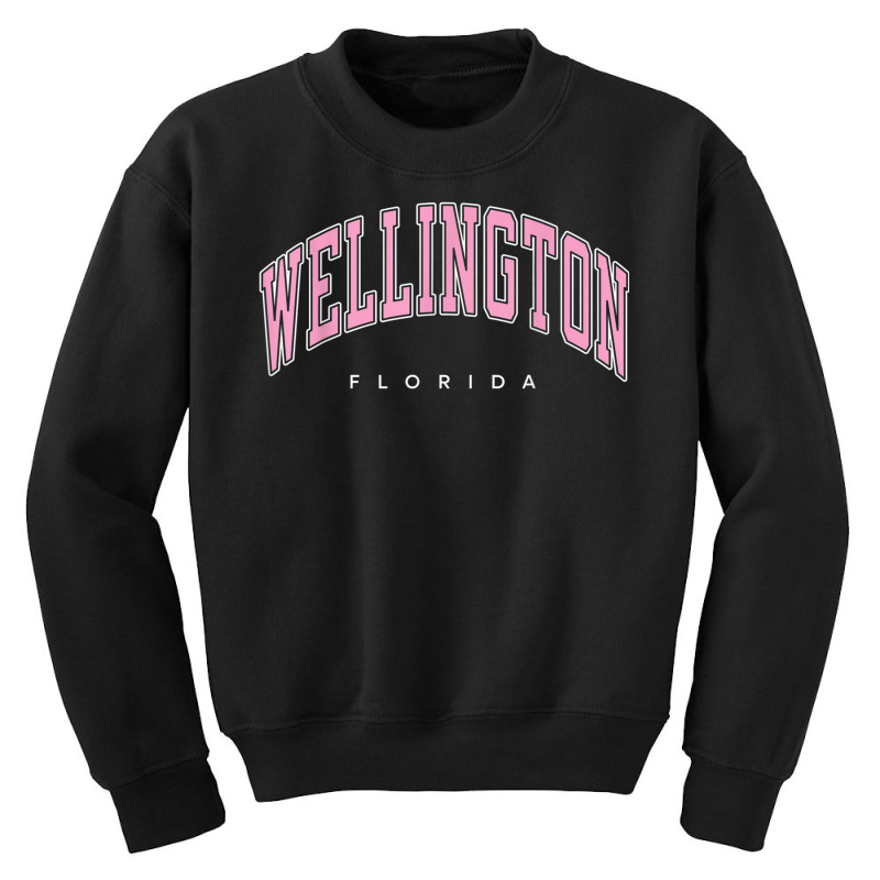 Wellington Florida Fl Varsity Style Pink Text Youth Sweatshirt | Artistshot