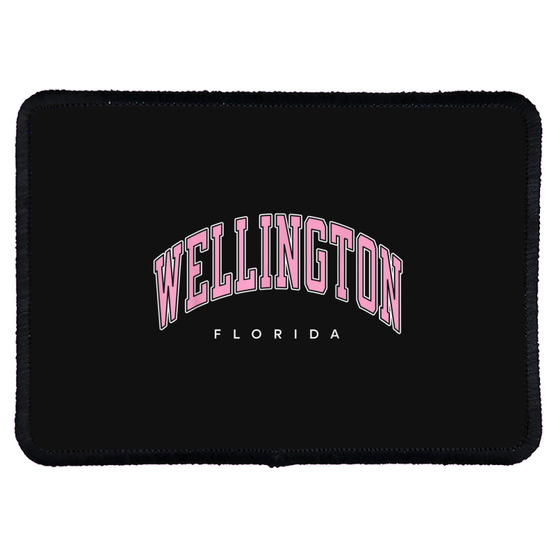 Wellington Florida Fl Varsity Style Pink Text Rectangle Patch | Artistshot