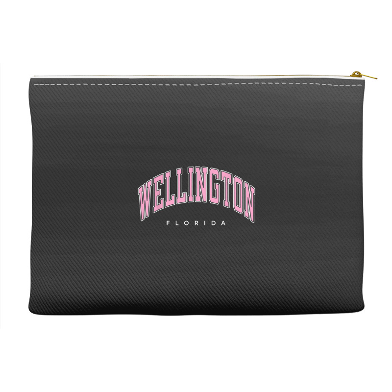 Wellington Florida Fl Varsity Style Pink Text Accessory Pouches | Artistshot