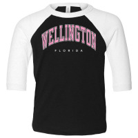 Wellington Florida Fl Varsity Style Pink Text Toddler 3/4 Sleeve Tee | Artistshot