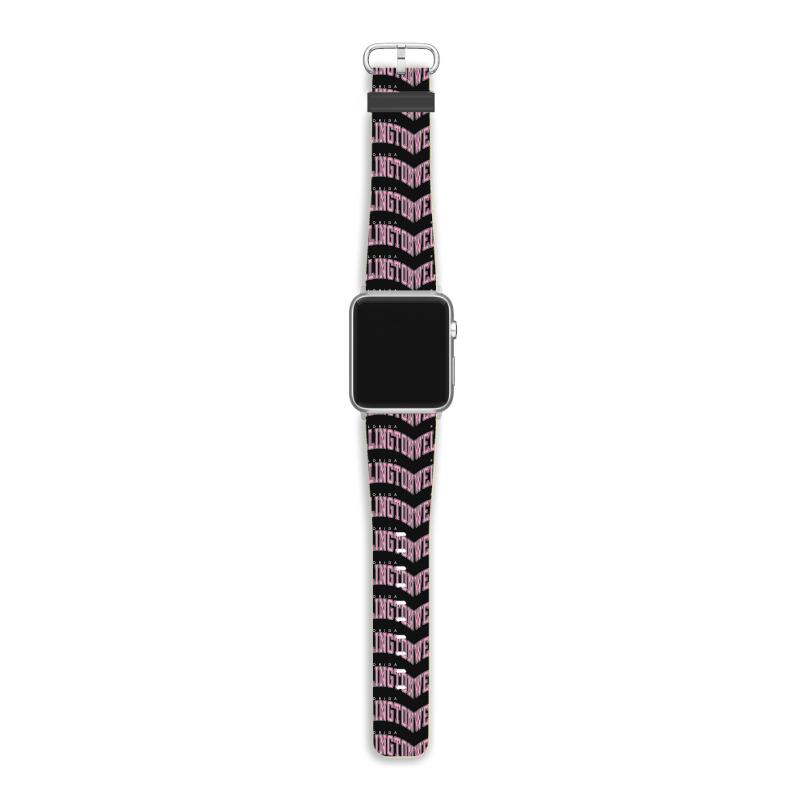 Wellington Florida Fl Varsity Style Pink Text Apple Watch Band | Artistshot