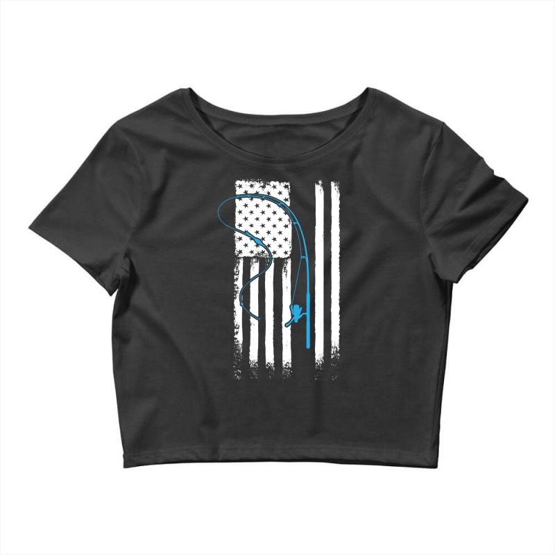 American Flag Fishing Crop Top by degreesgunner | Artistshot