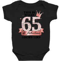 65 & Fabulous I Rose And White Party Group Candid Photo Item Baby Bodysuit | Artistshot