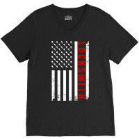 Cool Locksmith Art For Men Women American Flag Lock Picker Pullover Ho V-neck Tee | Artistshot