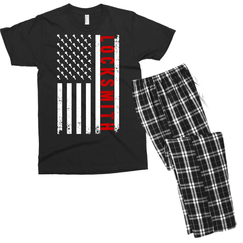 Cool Locksmith Art For Men Women American Flag Lock Picker Pullover Ho Men's T-shirt Pajama Set by cm-arts | Artistshot