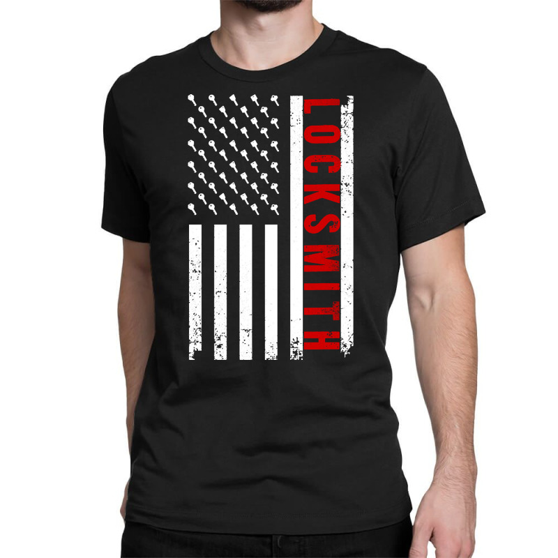 Cool Locksmith Art For Men Women American Flag Lock Picker Pullover Ho Classic T-shirt by cm-arts | Artistshot