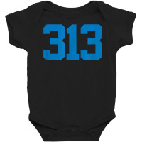 Detroit 313 Area Code   Grit   Sports Fan   Detroiter Fan T Shirt Baby Bodysuit | Artistshot