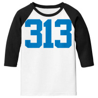 Detroit 313 Area Code   Grit   Sports Fan   Detroiter Fan T Shirt Youth 3/4 Sleeve | Artistshot