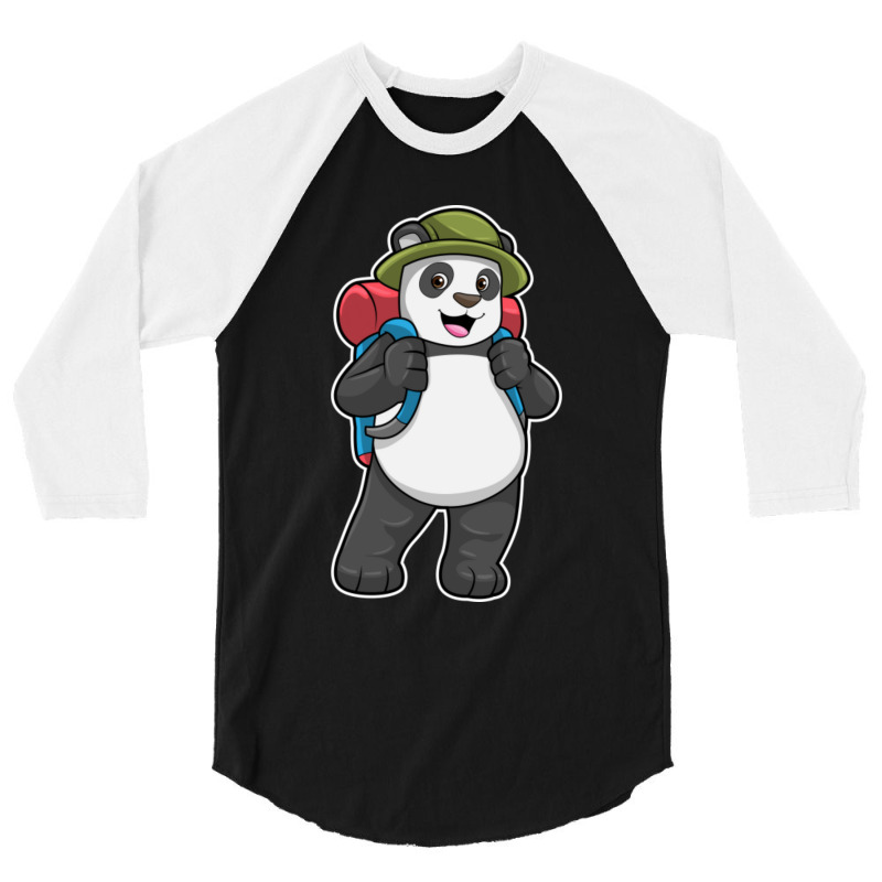 C:\users\dell\desktop\l2\chung 7\panda Types Panda As Hiker With Backp 3/4 Sleeve Shirt | Artistshot