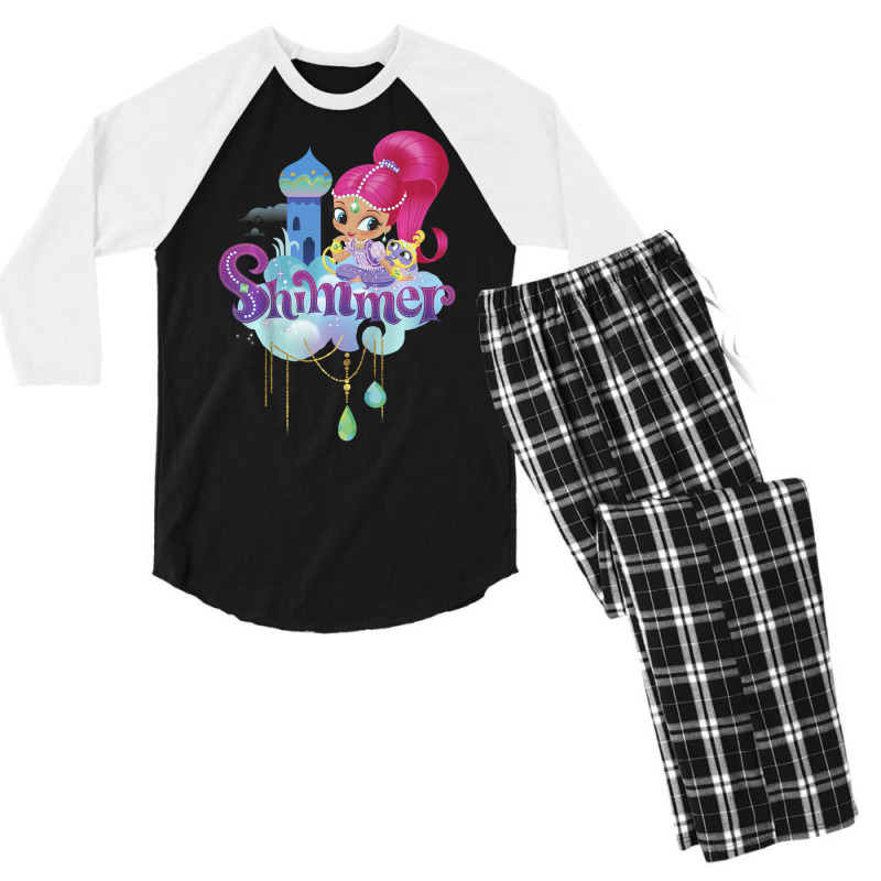 Kids Shimmer And Shine Shimmer Cloud Palace Portrait Men's 3/4 Sleeve Pajama Set | Artistshot