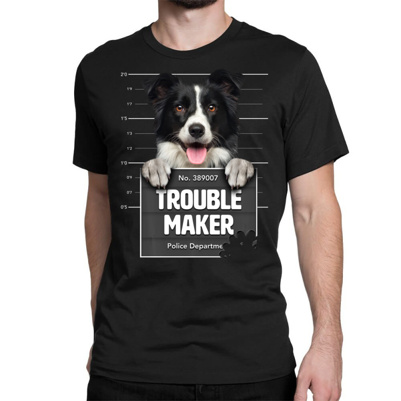 Troublemaker Cheeky Border Collie Puppy Is Naughty Classic T-shirt by cm-arts | Artistshot