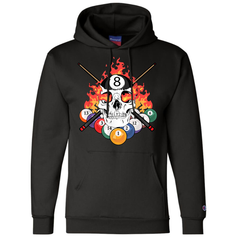 Great Pool Billiards Player Skull Billiard Cue Ball T Shirt Champion Hoodie | Artistshot