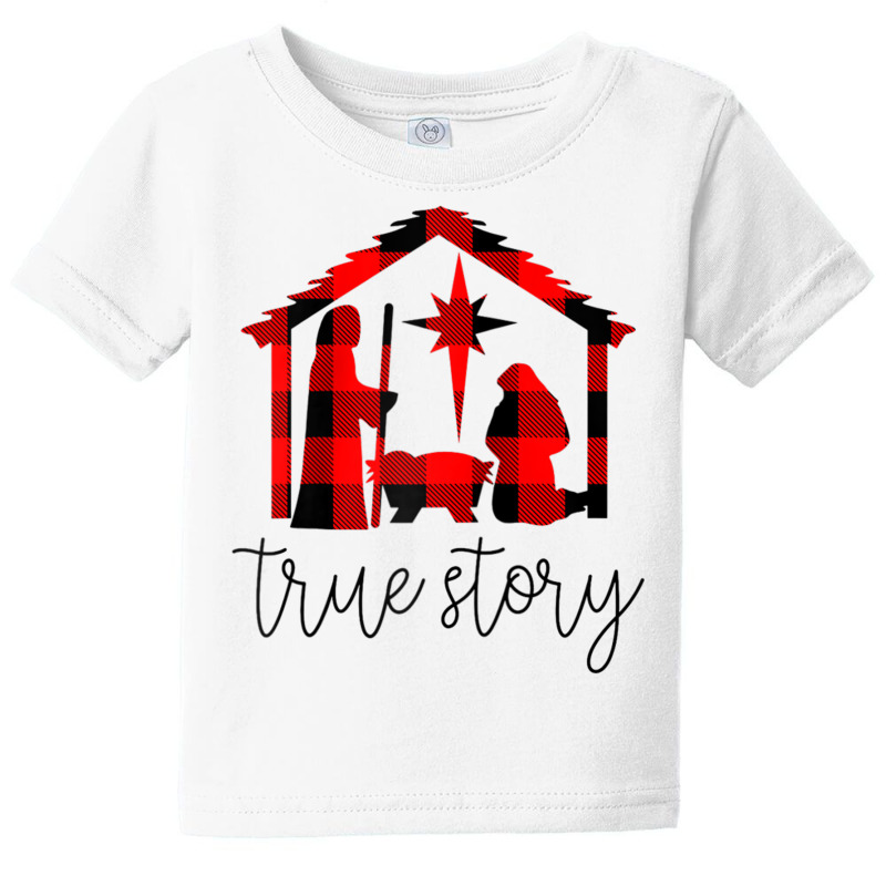 True Story Christmas Manger Nativity Scene Buffalo Plaid Raglan Baseba Baby Tee by cm-arts | Artistshot