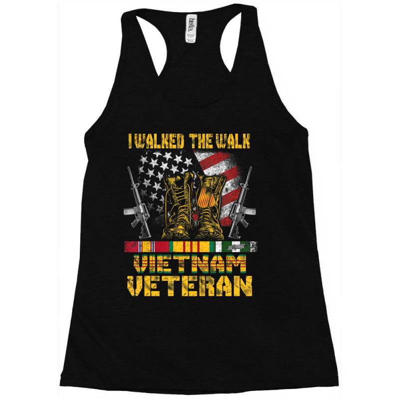 Vietnam Veteran With Us Flag With Combat Boots Patriotic Racerback Tank by cm-arts | Artistshot