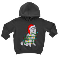 Siberian Husky Santa Christmas Tree Lights Xmas Gifts Boys Toddler Hoodie | Artistshot