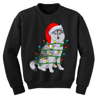 Siberian Husky Santa Christmas Tree Lights Xmas Gifts Boys Youth Sweatshirt | Artistshot