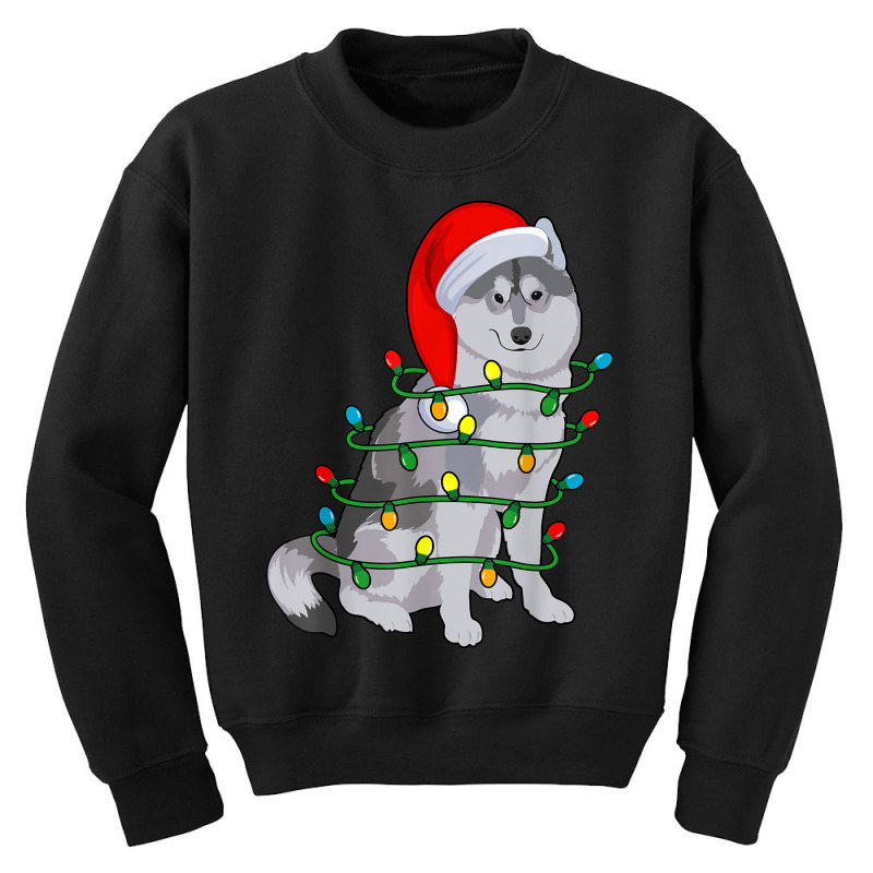 Siberian Husky Santa Christmas Tree Lights Xmas Gifts Boys Youth Sweatshirt by Prismatic | Artistshot