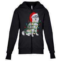 Siberian Husky Santa Christmas Tree Lights Xmas Gifts Boys Youth Zipper Hoodie | Artistshot