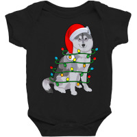 Siberian Husky Santa Christmas Tree Lights Xmas Gifts Boys Baby Bodysuit | Artistshot