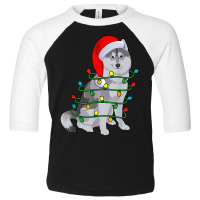 Siberian Husky Santa Christmas Tree Lights Xmas Gifts Boys Toddler 3/4 Sleeve Tee | Artistshot