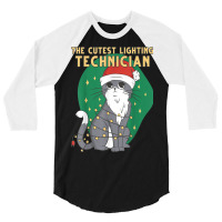 Cute Lighting Technician Cat Lover Christmas Kitten Cat Xmas 3/4 Sleeve Shirt | Artistshot