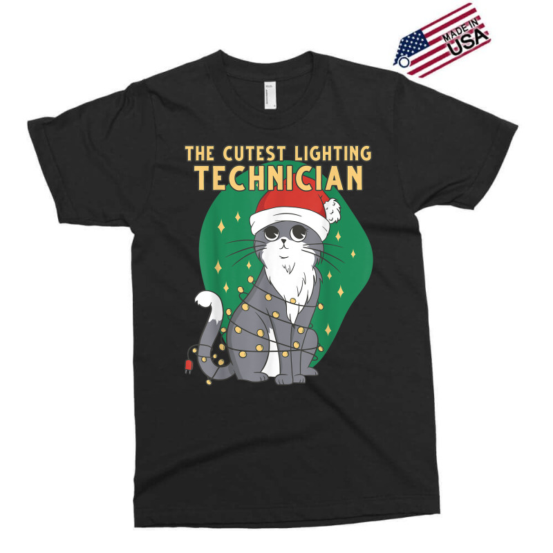 Cute Lighting Technician Cat Lover Christmas Kitten Cat Xmas Exclusive T-shirt by Posh | Artistshot