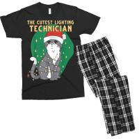 Cute Lighting Technician Cat Lover Christmas Kitten Cat Xmas Men's T-shirt Pajama Set | Artistshot