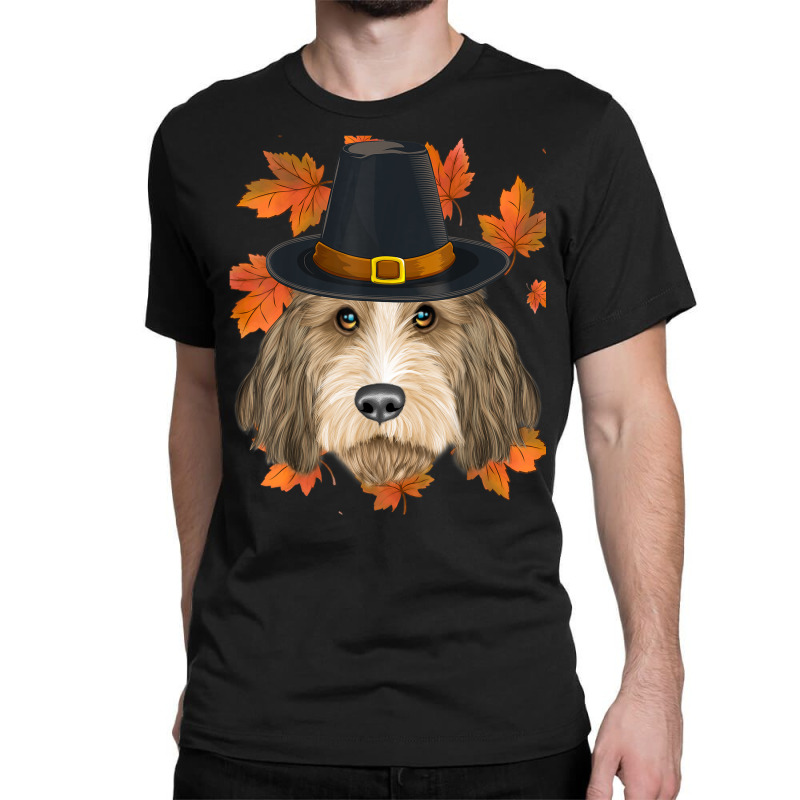 Fall Petit Basset Griffon Vendeen Pilgrim Thanksgiving Classic T-shirt by Clinical | Artistshot