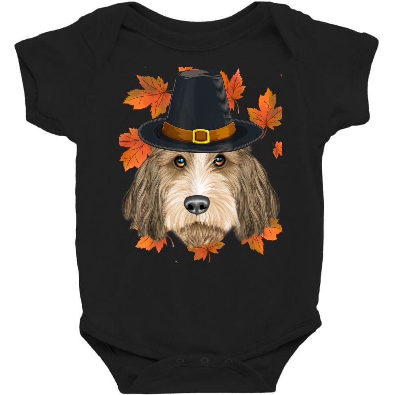 Fall Petit Basset Griffon Vendeen Pilgrim Thanksgiving Baby Bodysuit by Clinical | Artistshot