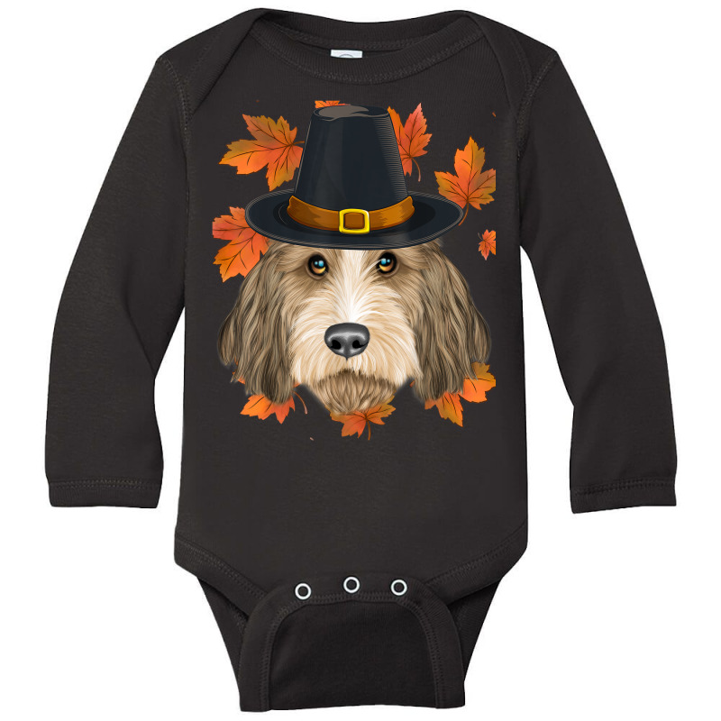 Fall Petit Basset Griffon Vendeen Pilgrim Thanksgiving Long Sleeve Baby Bodysuit by Clinical | Artistshot