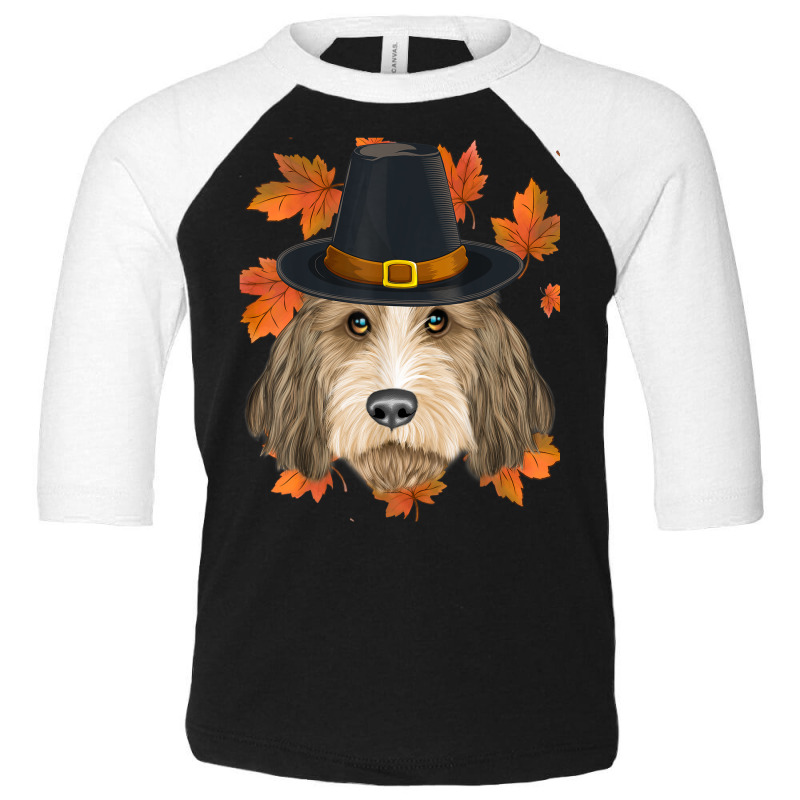 Fall Petit Basset Griffon Vendeen Pilgrim Thanksgiving Toddler 3/4 Sleeve Tee by Clinical | Artistshot