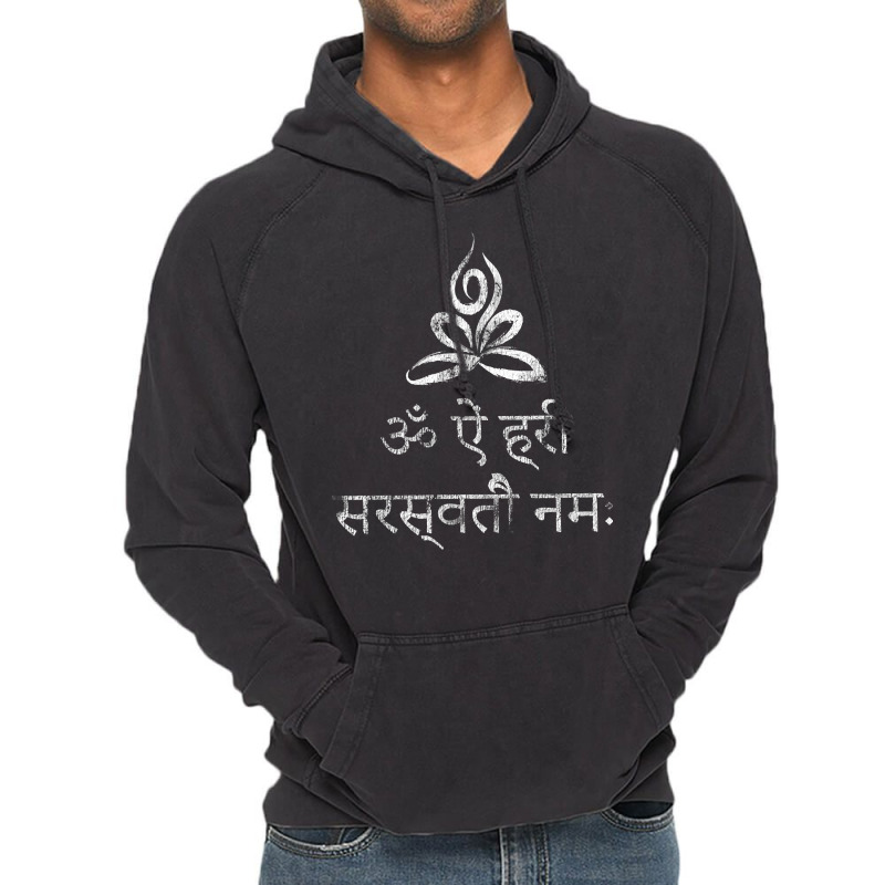 Goddess Saraswati Distressed Lotus Yoga Pose Sanskrit Mantra T Shirt Vintage Hoodie by cm-arts | Artistshot