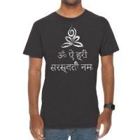 Goddess Saraswati Distressed Lotus Yoga Pose Sanskrit Mantra T Shirt Vintage T-shirt | Artistshot