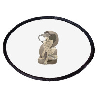 Girl With Hat And Polka Dot Gloves Oval Patch | Artistshot