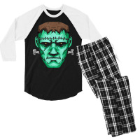 Green Frankenstein Monster Halloween T Shirt Men's 3/4 Sleeve Pajama Set | Artistshot