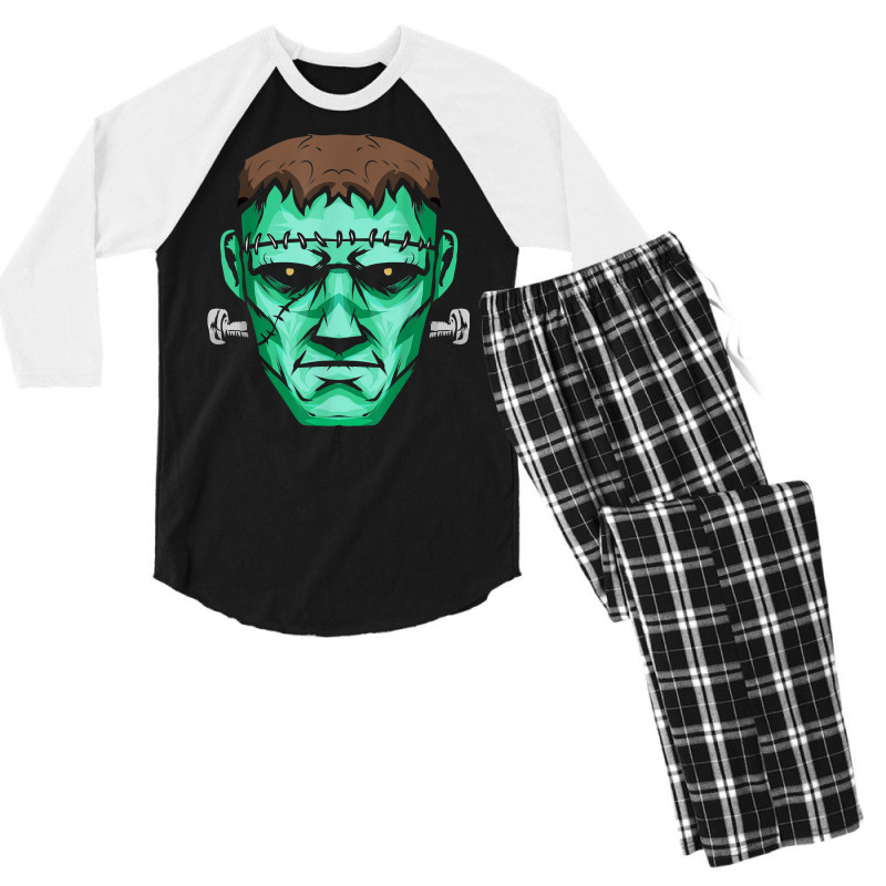 Green Frankenstein Monster Halloween T Shirt Men's 3/4 Sleeve Pajama Set | Artistshot