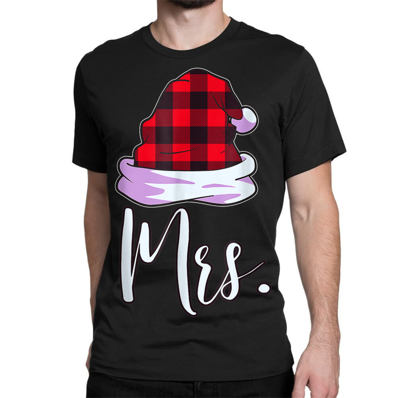 Santa Couples Matching Christmas Pjs For Couples Red Plaid Classic T-shirt | Artistshot