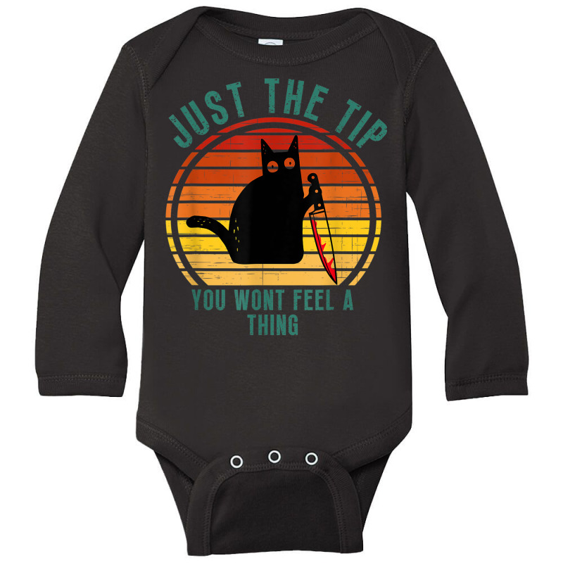 Funny Cute Creepy Cat Just The Tip Halloween What Cat Knife Long Sleeve Baby Bodysuit | Artistshot