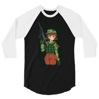 Anime Soldier Girl 3/4 Sleeve Shirt | Artistshot