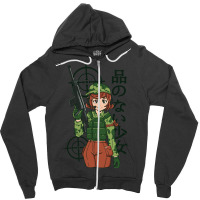 Anime Soldier Girl Zipper Hoodie | Artistshot