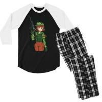 Anime Soldier Girl Men's 3/4 Sleeve Pajama Set | Artistshot