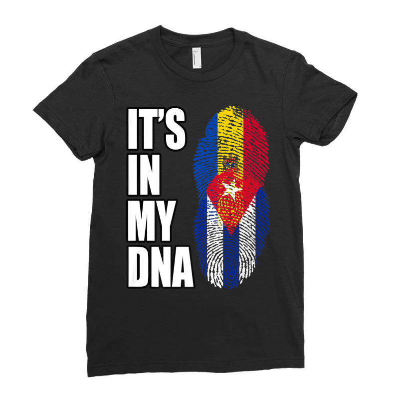 Cuban And Moldovan Mix Dna Heritage Flag Premium T Shirt Ladies Fitted T-Shirt by cm-arts | Artistshot