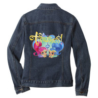 Kids Shimmer And Shine Twinsies Framed Portrait Ladies Denim Jacket | Artistshot